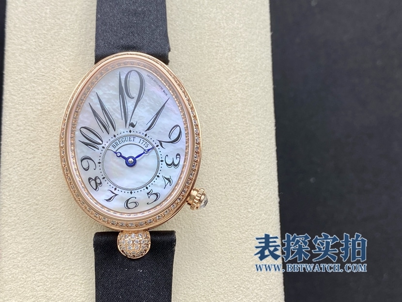 Breguet Queen of Naples 1:1 replica 18k rose gold mother-of-pearl dial sapphire crystal automatic silk strap 8928BR/5W/844 DD0D