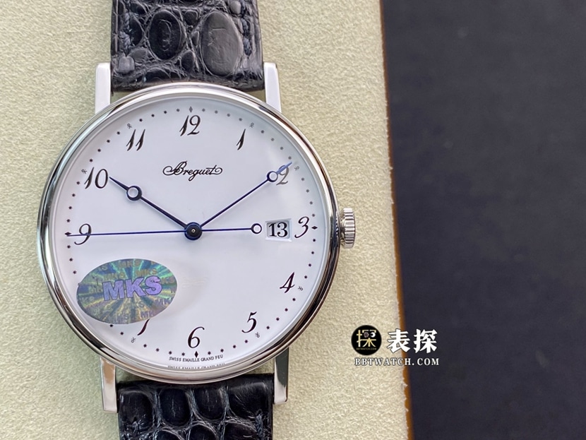 MKS Breguet Classic Reloj Réplica Ultrafino 1:1, Elegante Correa con Esfera Blanca Plateada Modelo 5177BB/29/9v6