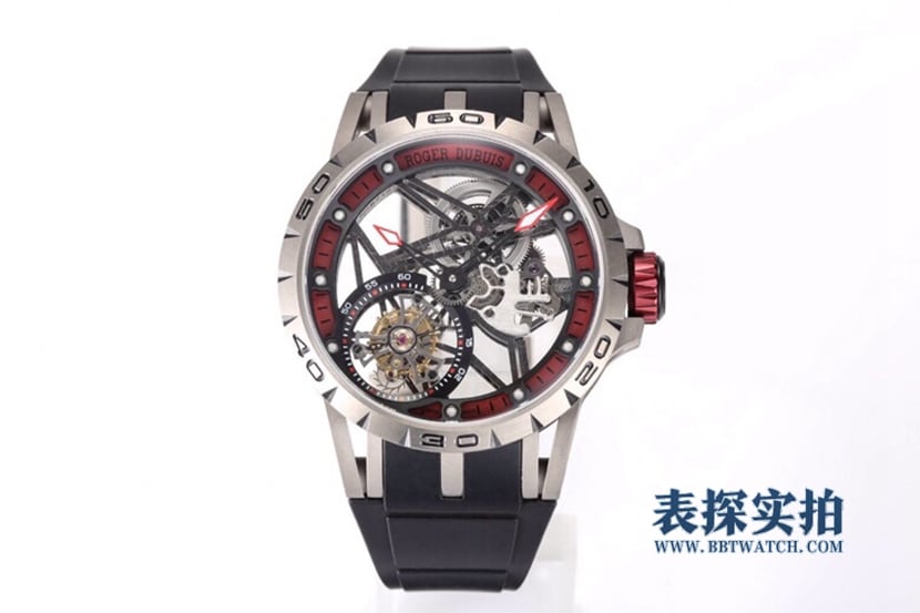 BBR Factory Roger Dubuis King Racing Series RDDBEX0545 Réplica Skeleton Tourbillon en acero blanco con correa de caucho