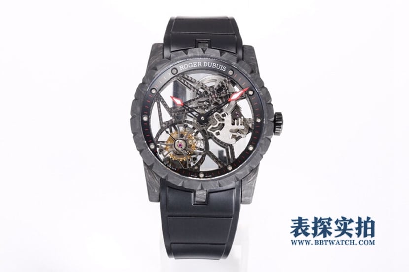 BBR King Roger Dubuis Kohlefaser V4 Original Factory Nachbildung mit skelettierten Doppelbrücken und Tourbillonmechanismus