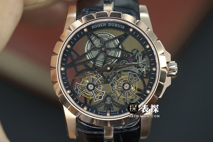 YS King Roger Dubuis Excalibur Series fully hollowed-out rose gold double tourbillon RDDBEX0283