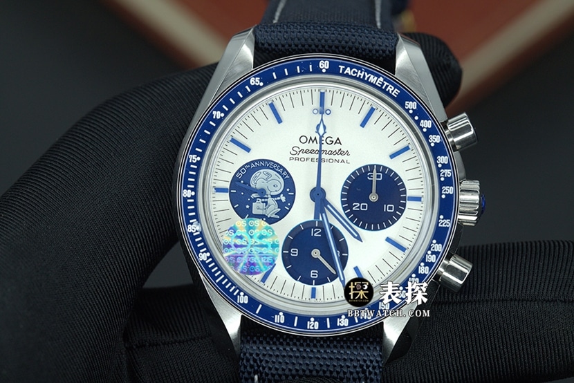 Omega Speedmaster 50th Anniversary Snoopy 310.32.42.50.02.001 Original Factory Nachbildung mit Keramiklünette und versilbertem Zifferblatt