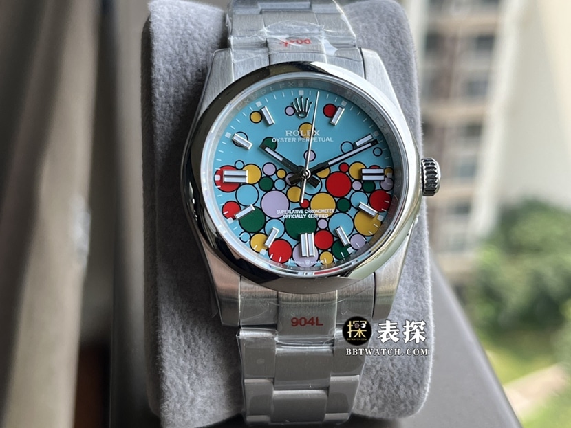 KRF Rolex Oyster Perpetual m126000-0009 36mm Original Factory CollectTurquoise Blue Celebration Dial with Balloon Face Rubber Strap