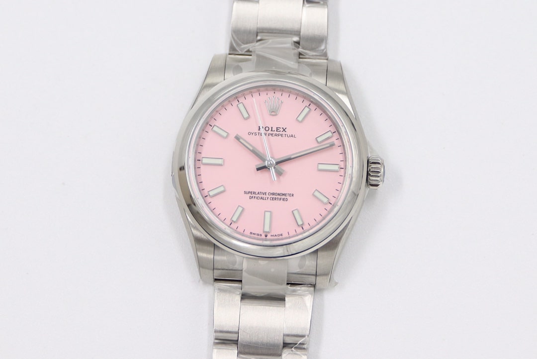 EW Oyster Perpetual Rolex 1:1 Replica with Candy Pink Dial 31MM Imported Movement Oystersteel Mechanical Bracelet m277200-0009