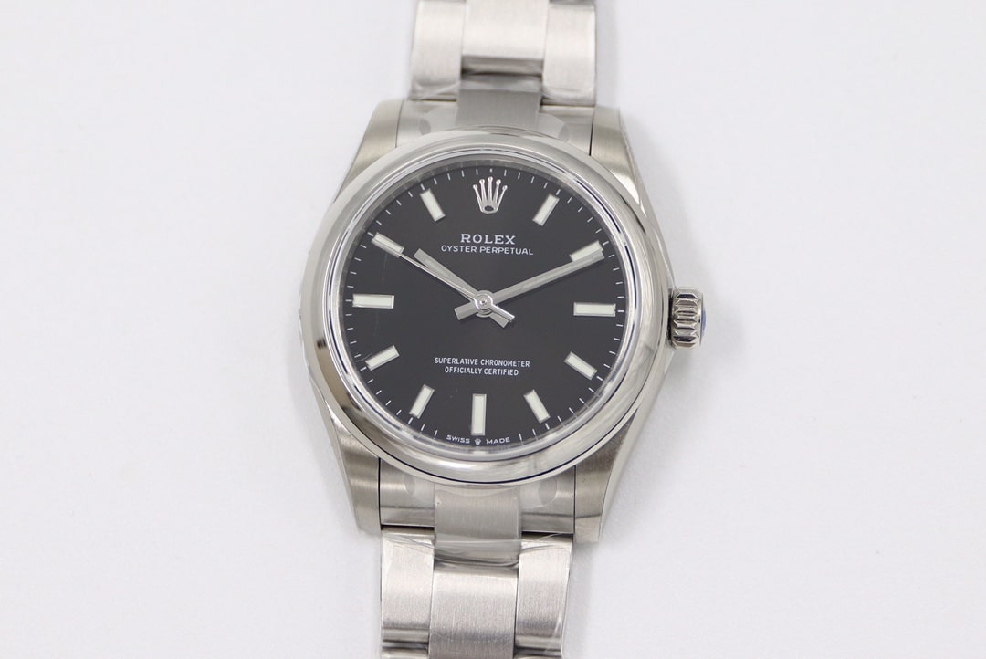 EW Rolex Oyster Perpetual Rolex Super Clone, esfera negra de 31 mm con movimiento importado, brazalete de acero m177200-0019