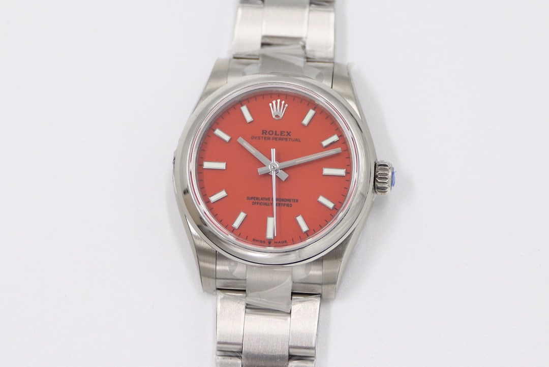 EW Oyster Perpetual Rolex Original Factory Collectwatches imported movement coral red dial 31MM oystersteel strap m277200-0008
