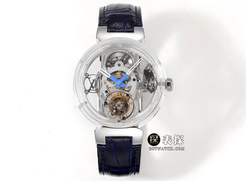 Louis Vuitton RM Men's 1:1 Replica Watches Sapphire Case Skeletonized Tourbillon Automatic Dark Blue Strap