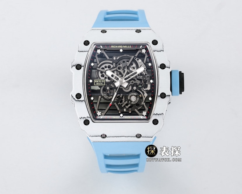 Richard Mille RM 35-01 BBR Original Factory Collectmen's carbon fiber tourbillon blue rubber strap