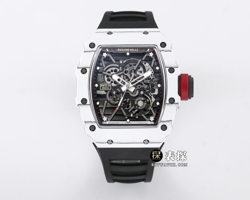 Richard Mille RM 35-01 Richard Mille BBR Factory 1:1 Carbon Fiber Replica, Men's Skeletonized Black Rubber Watch