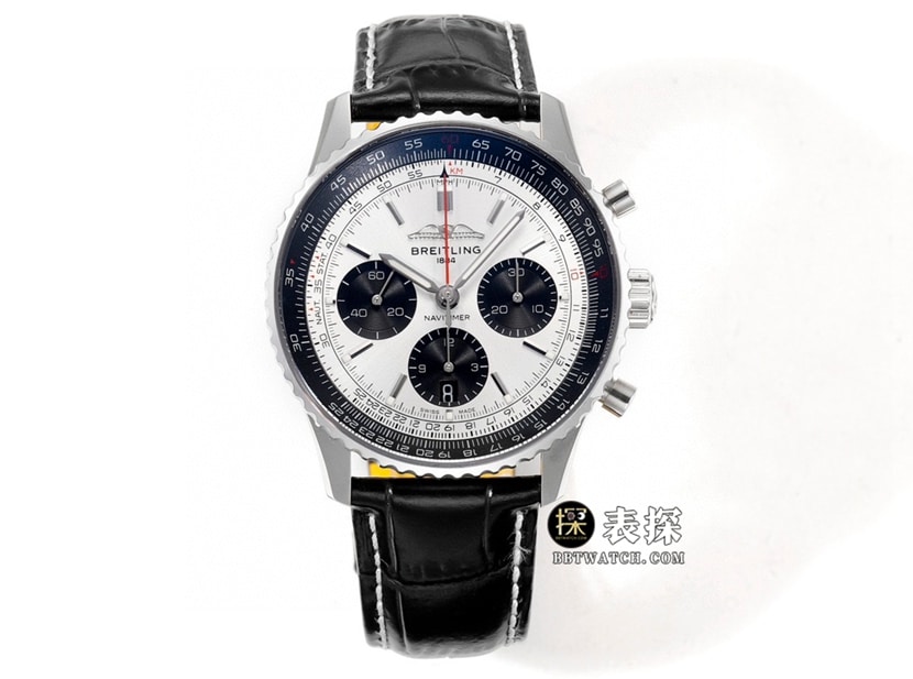 1:1 Replica Breitling AB0138241G1P1 Men's Silver Dial Aviation Chronograph Mechanical Leather Strap Watch