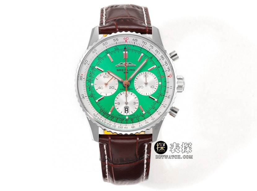 Breitling Aviation Chronograph AB01388A1L1P1 1:1 Replica Watch Bold Green Dial Authentic Mechanical Strap