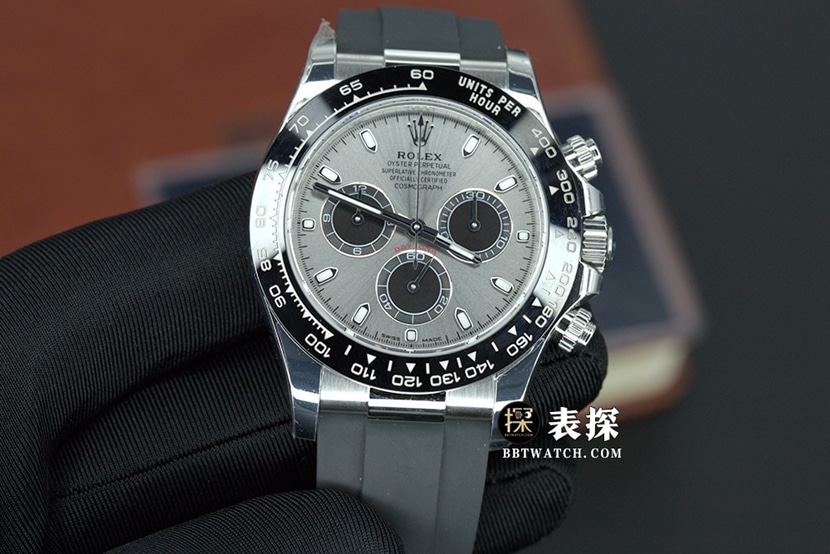 BT Daytona Rolex 1:1 replica watch with luminous grey dial mechanical rubber strap M116519ln-0027