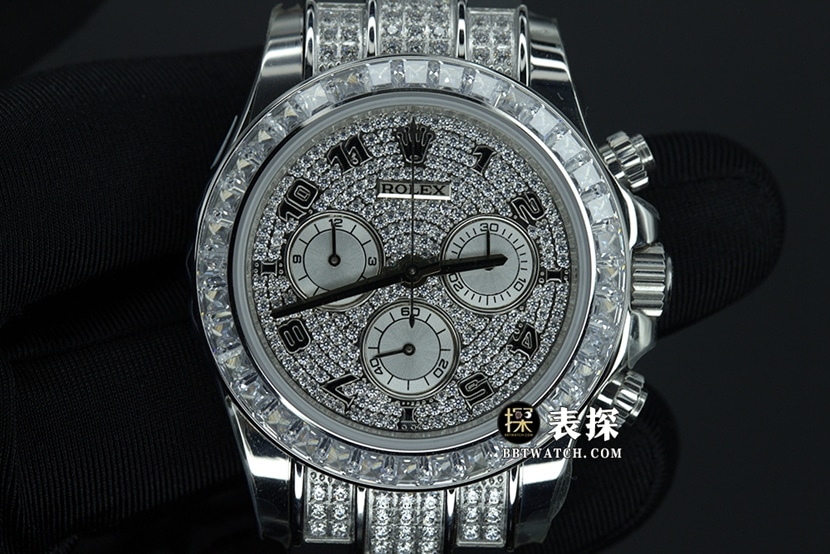 Rolex Cosmograph Daytona 116599 TBR-Pavé-Diamant-Zifferblatt, 1:1 Super-Klon, mechanische Nachbildung aus Weißgold