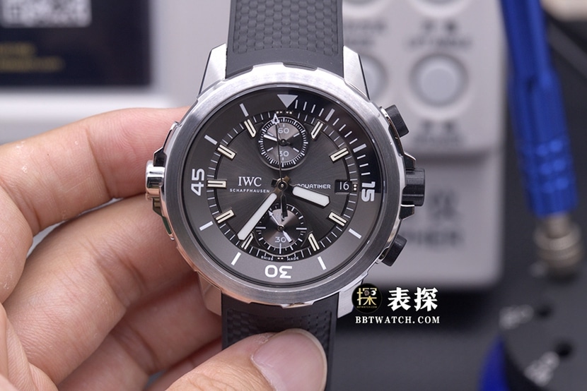 BT Marine Timepiece IWC IW379506 Original Factory Super Clone Leuchtendes graues Panda-Zifferblatt, automatisches Kautschukarmband