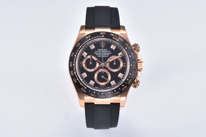Rolex Cosmograph Daytona enameled black dial full rose gold C Factory 116515ln super clone mechanical replica