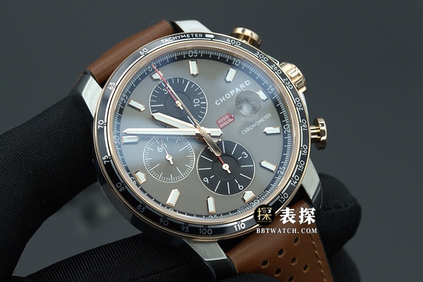 V7 Factory Chopard Herrenuhr, 1:1 Premium-Nachbildung, dunkelgraues Panda-Zifferblatt, Roségold 168571-6002, authentisches Filmmaterial