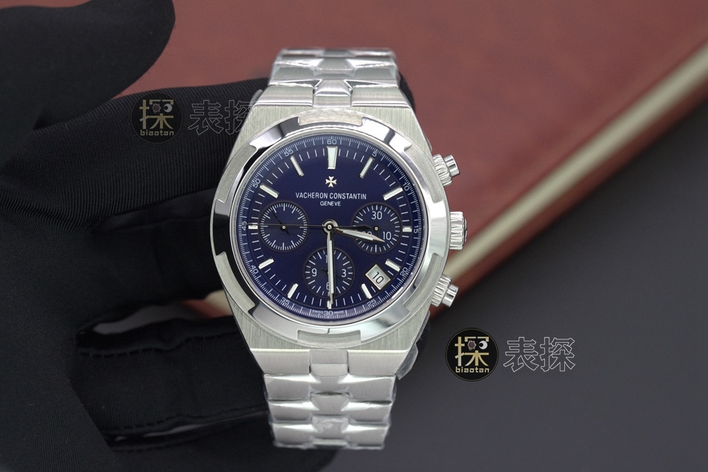 Vacheron Constantin Overseas Blue Dial Chronograph by 8F Factory: 1:1 Top Replica in Steel with Luminous Markers