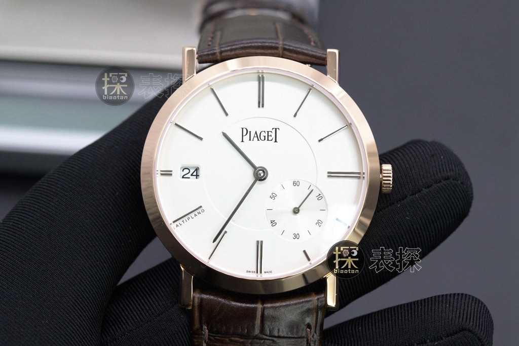 Piaget Super Clone Uhr TW Factory Roségold Chronograph Weißes Zifferblatt Mechanisch Braunes Lederarmband
