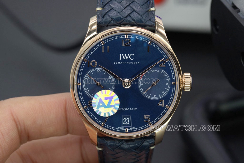 AZ Universal Portugal One Like One Top Replica Blue Plate Rose Gold Case Mechanical Watch IW500713