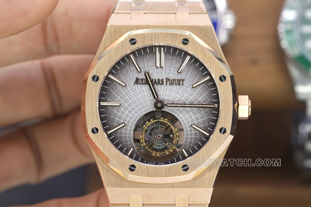 Audemars Piguet R8 Audemars Piguet Royal Oak 26530 Smoky Gray Dial Tourbillon Mechanical Watch with Power Reserve Display