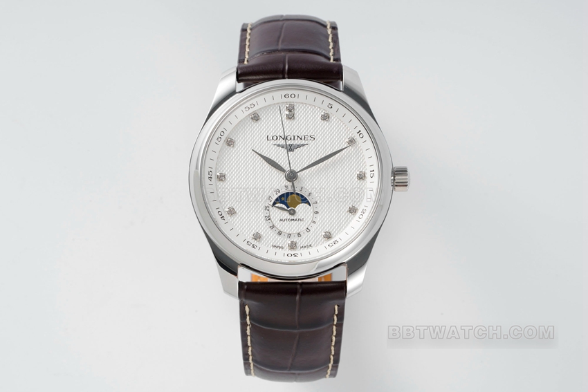 APS Longines Watchmaking Tradition L2.909.4.77.3 Montre mécanique à phases de lune avec mouvement L899.5 nouvellement amélioré et aiguilles en acier bleu