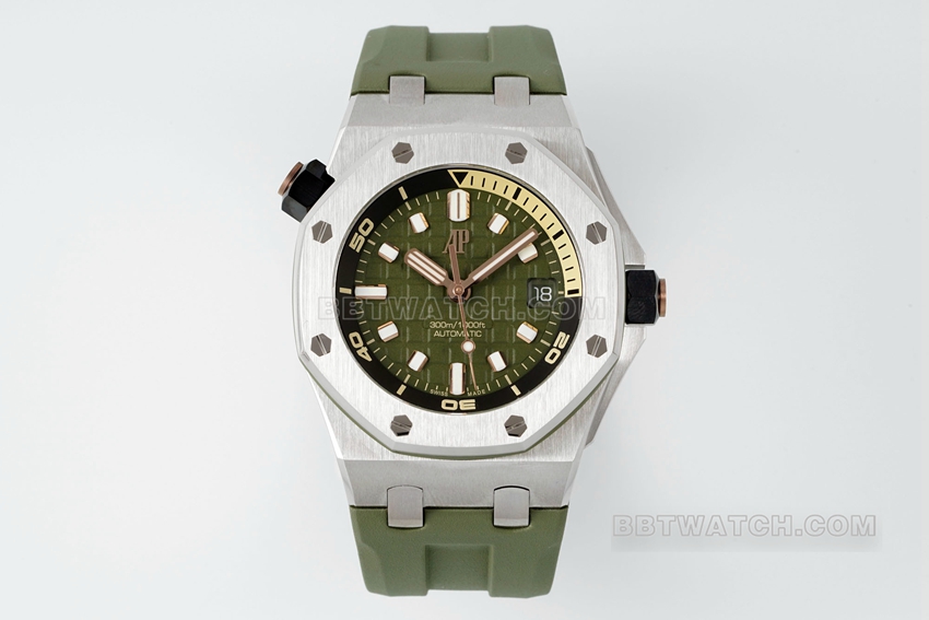 APS Factory Audemars Piguet Royal Oak Offshore A052CA Avocado Military Green Dial Cal.4308 Rubber Strap 15720ST.OO.A052CA.01 Top Replica Watch