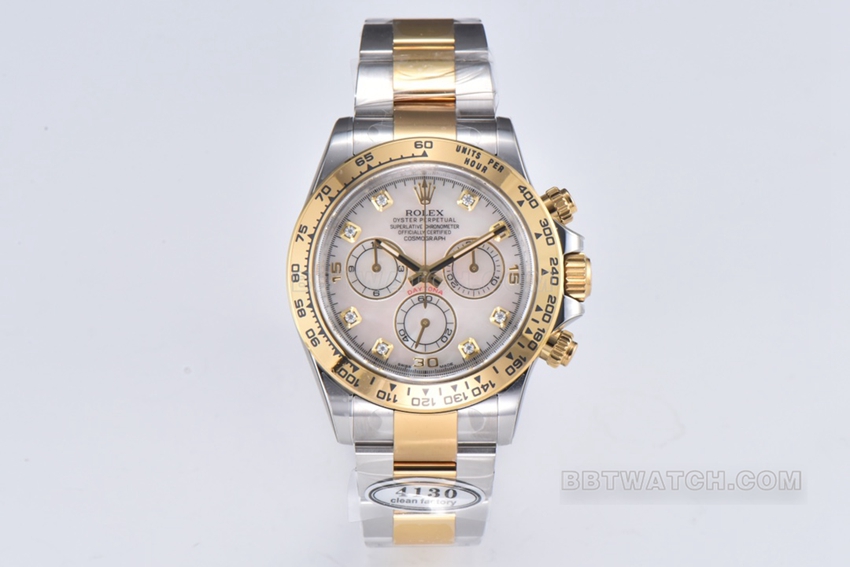 C Factory Rolex Rolex Daytona Super Clone Mechanical Two-Tone Steel Strap with Natural Clouds Mother-of-Pearl Face, m116503-0007
