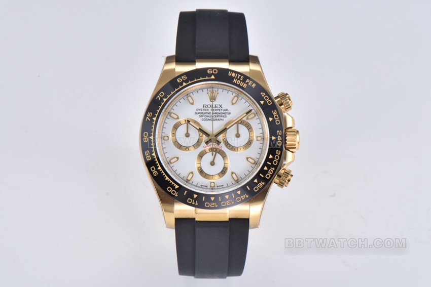 Rolex Cosmograph Daytona 116518 C Factory 1:1 Super Clone Enameled White Dial Gold Ditone Mechanical Watch