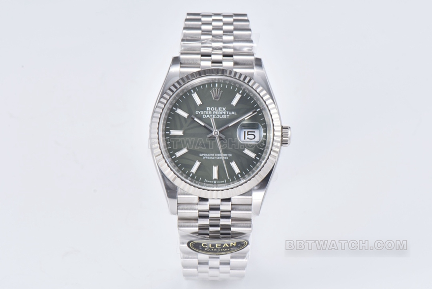 Clean Factory Rolex 36mm Datejust super nice palm leaf dial 1:1 high-quality steel strap m126234-0047
