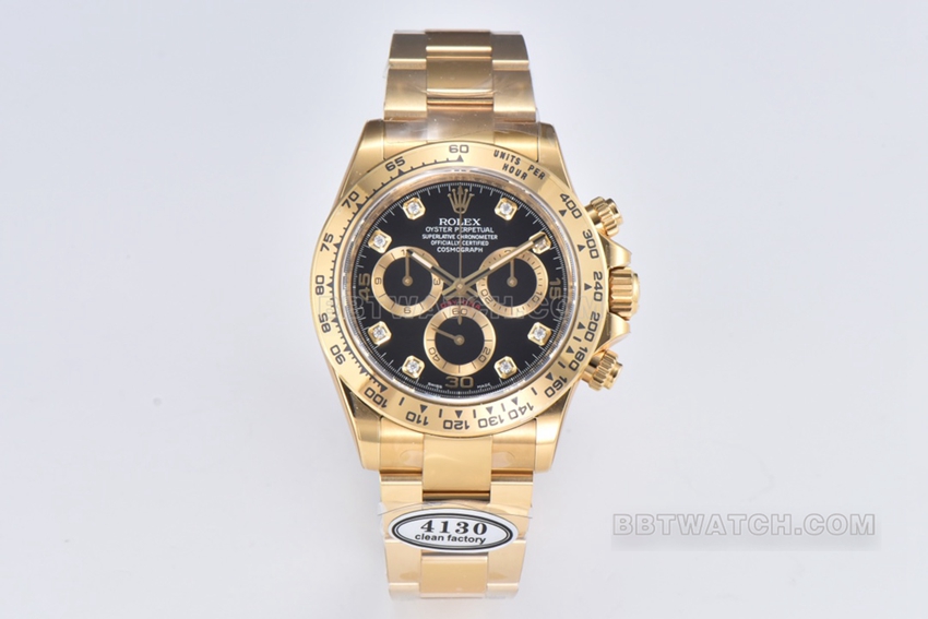 C Factory Rolex Daytona top-quality replica black dial mechanical gold steel strap m116508-0016
