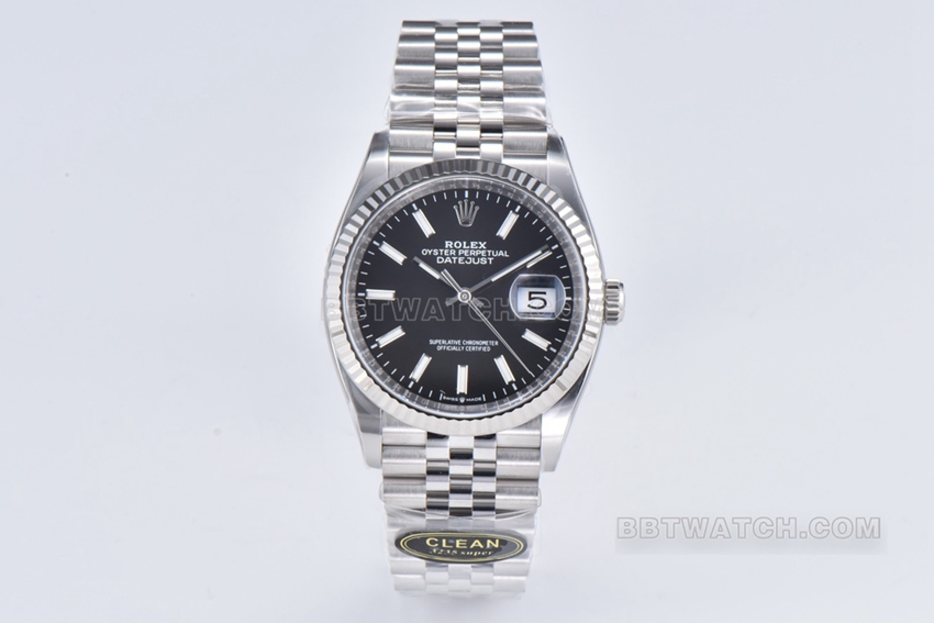 Rolex Datejust 126234-0015 Replica by C Factory: 36mm Black Dial, 3235 Movement, Five-Link Oyster Design