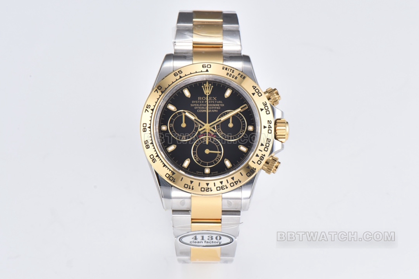 Rolex Daytona m116503-0004 C Factory Rolex Super Clone: Intergold Enameled Black Dial with Steel Strap