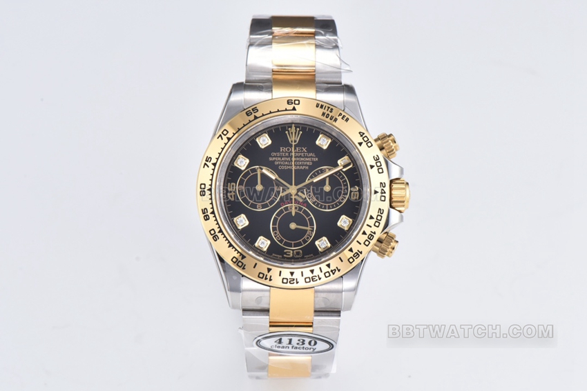 Rolex Daytona m116503-0008 C Factory Rolex Enamel Black Dial Top 1:1 Super Clone, Diamond-Set Steel Bracelet