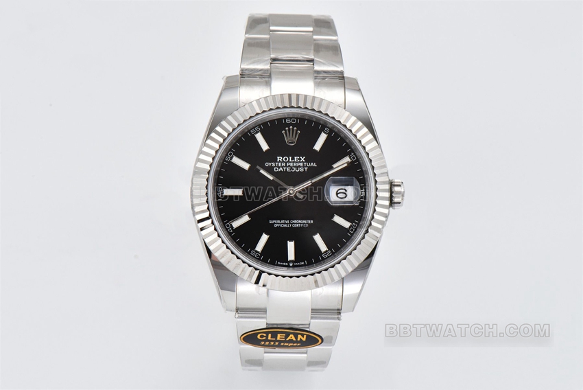 C Factory Rolex Datejust 41 mm Super Clone 3235 Uhrwerk, schwarzes Zifferblatt m126334-0017, Oyster-Armband aus 904L-Stahl