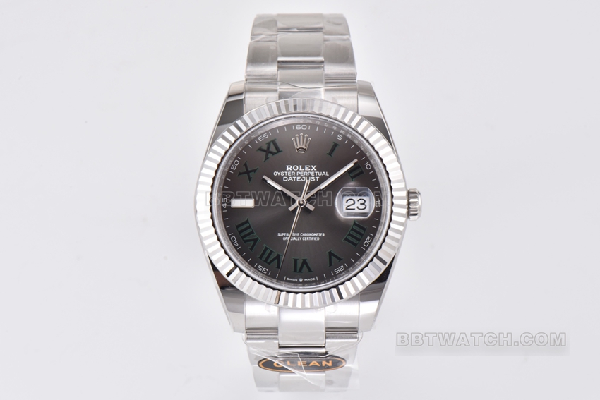 C Factory Rolex Datejust 41 mm Esfera verde 1:1 Super Clone, enlace de tres filas m126334-0021 con movimiento de una pieza 3235