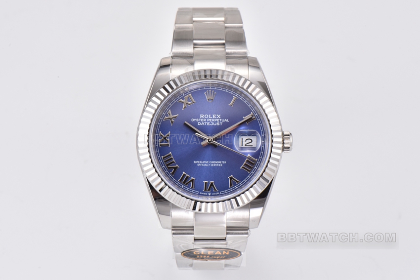 Rolex C Factory Rolex Datejust 1:1 Super A Super Clone Blue Dial Roman Numerals with 3235 Movement, 904L Steel Strap m126334-0025