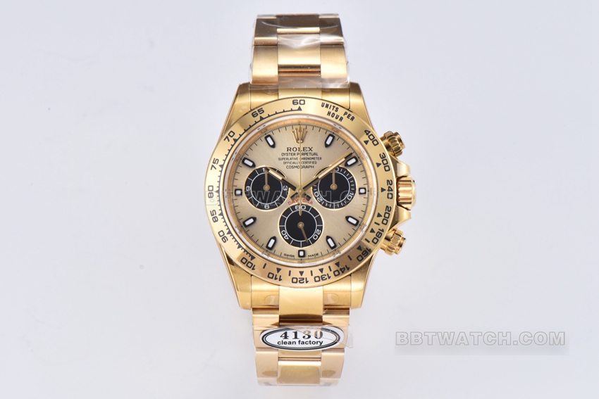 C Factory Rolex Daytona Rolex m116508-0014 1:1 Replica – 18ct Gold Case, Cal.4130 Steel Bracelet