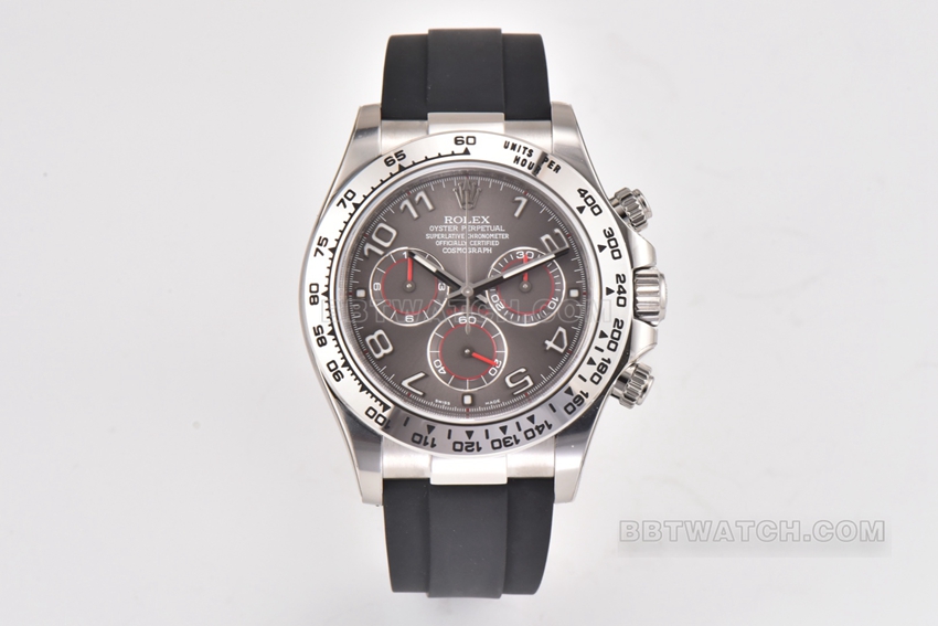 Rolex C Factory Daytona 116519 Platinum Gray Ditone Exceptional 1:1 Clone Mechanical Rubber Band