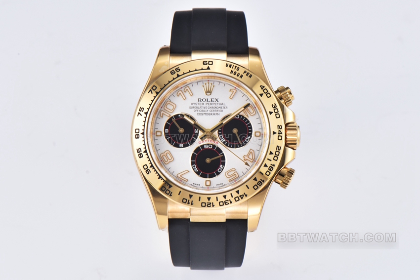 C Factory Rolex Daytona top-quality 1:1 replica silver white dial gold mechanical rubber starp 116518