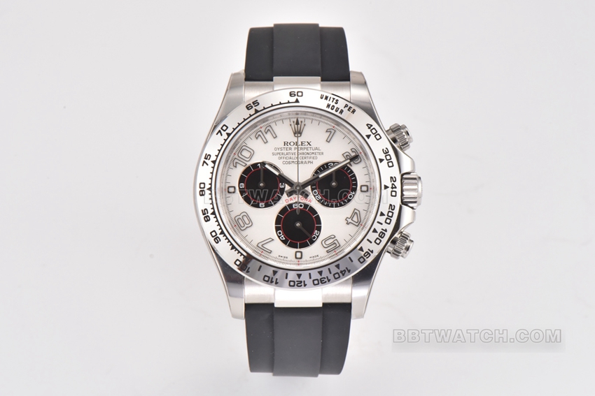 Rolex C Factory Rolex Daytona Top Edition Replica with 18k White Gold Case, Silver Panda Dial and Mechanical Tape, Model 116519-L(FC)