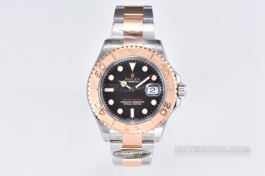 Rolex Yacht-Master m126621-0002 C Factory 40mm 1:1 Clone Rose Gold Bezel Black Dial with Oyster Steel Case and Bracelet