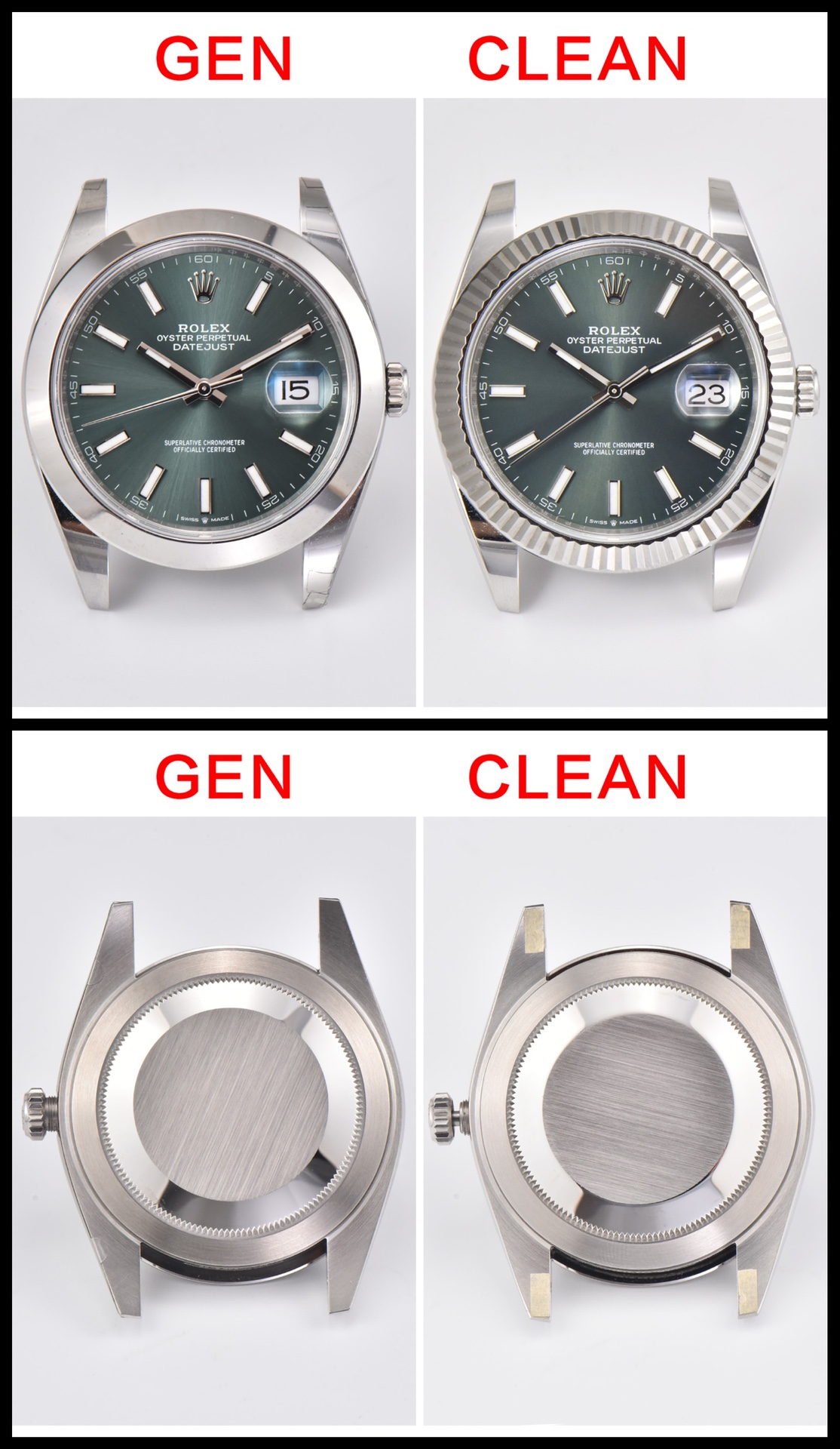 C factory log green authenticity comparison review rolex top replica watches