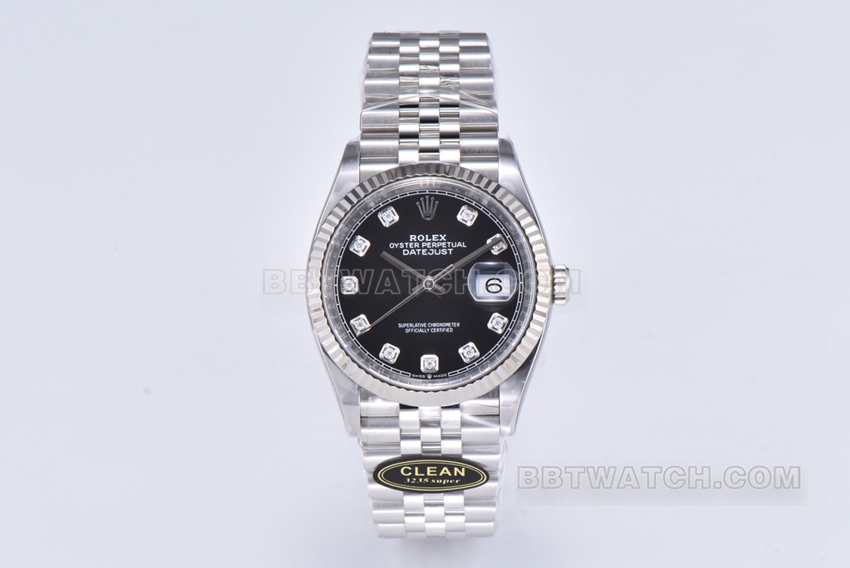 Rolex 36mm C Factory Datejust Super Clone 1:1 Open Mold Black Dial Five-Link Bracelet m126234-0027