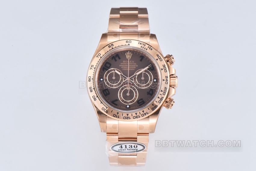 Rolex C Factory 116505 rose gold chocolate dial replica with full gold case and coffee numerals mechanical steel