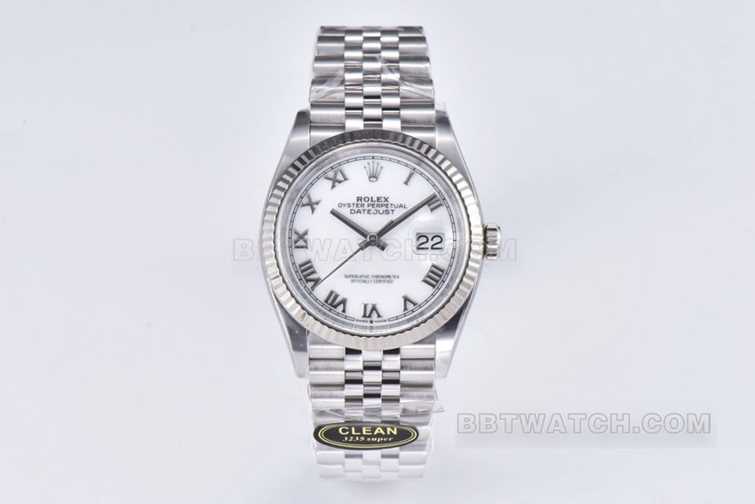 Rolex Datejust 36mm White Roman Dial Replica by C Factory m126234-0025