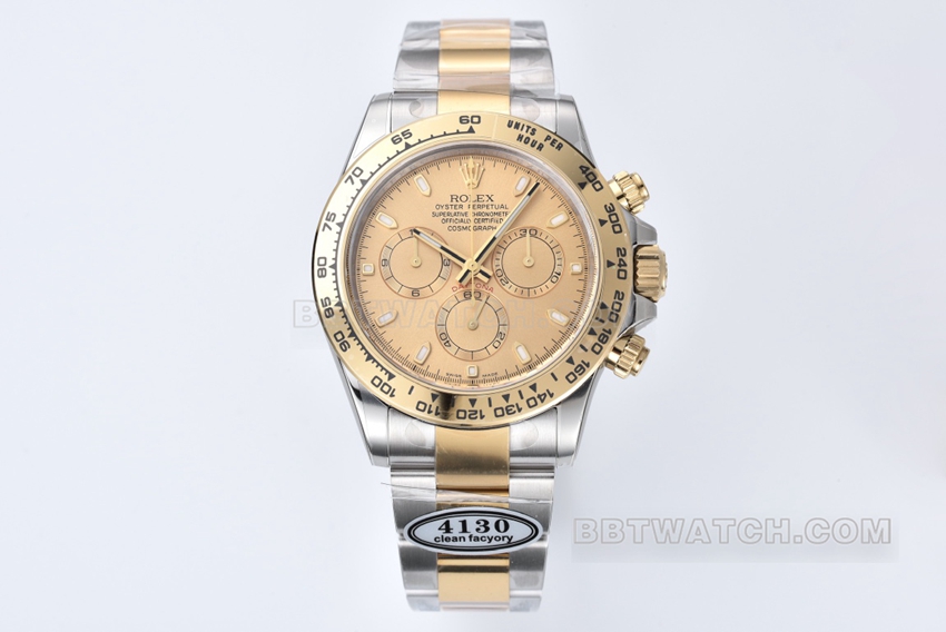Rolex Daytona m116503-0003 C Factory Rolex 1:1 Super A Replica, Champagne Gold Dial, Steel Bracelet