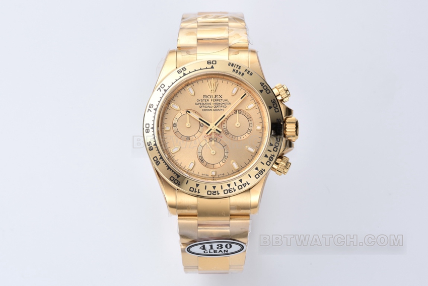 C factory Rolex Daytona Super A super clone gold dial gold mechanical steel strap m116508-0003