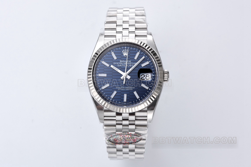 C Factory Rolex Datejust 36mm super clone 1:1 authentic replica blue pit pattern checkered face mechanical watch m126234-0049