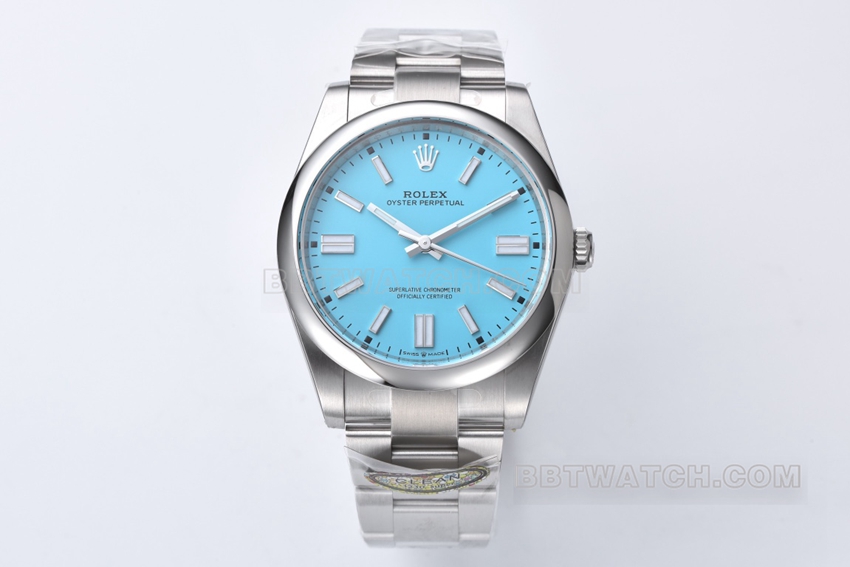 C Factory Rolex Oyster Perpetual 41mm Super Clone Watch with 3230 Movement, Tiffany Blue Turquoise Blue Dial, m124300-0006