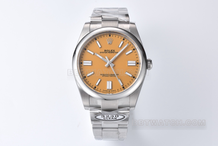 C Factory Rolex 41mm Oyster Perpetual m124300-0004 super clone com mostrador amarelo vivo e movimento 3230